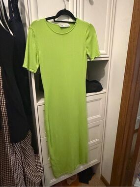 zara lime green knit dress | Dresses | Zara Floral Jacquard Midi Mod Print U33 zelena haljina zara